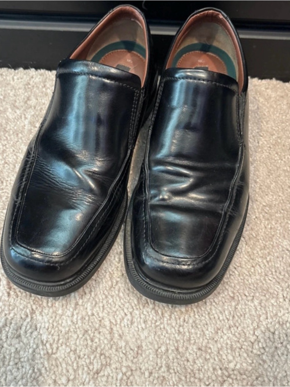 George Men's Black Slip-On Leather Loafers
